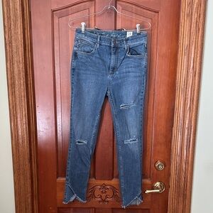We the free Blue Skinny Jeans with Distressed Details